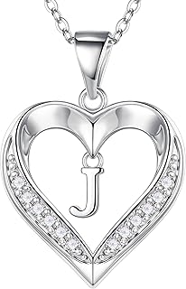 Turandoss Heart Initial Necklaces for Women