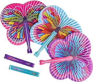 HAPPY DEALS ~ Butterfly Folding Fans - 12 pc - 9.5 Inch Handheld Colorful Party Favors Goody Bag Fillers Prizes - Buy now
