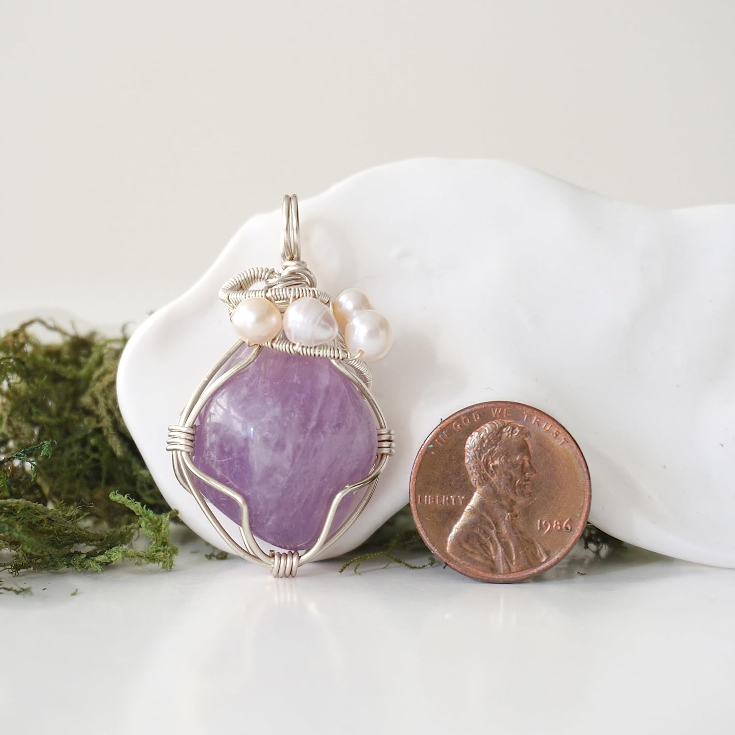 Designs by Nature Gems Birthstone & Pearl Necklace, Statement Zodiac Jewelry, Raw Crystal, 24 Inch Chain Silver Plated Chain, Mother's Day Gift, Handmade in North America - Image 3