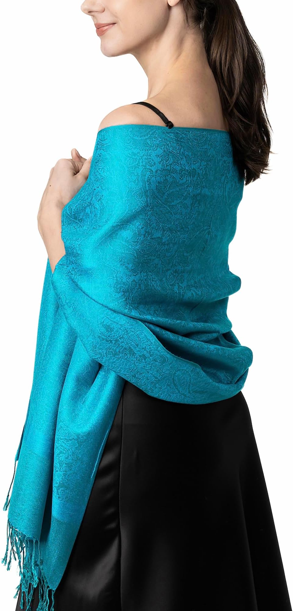 Two-Tone Vintage Paisley Pashmina Scarf – Lightweight Wrap & Shawl for Dresses, Weddings, Travel, All Seasons