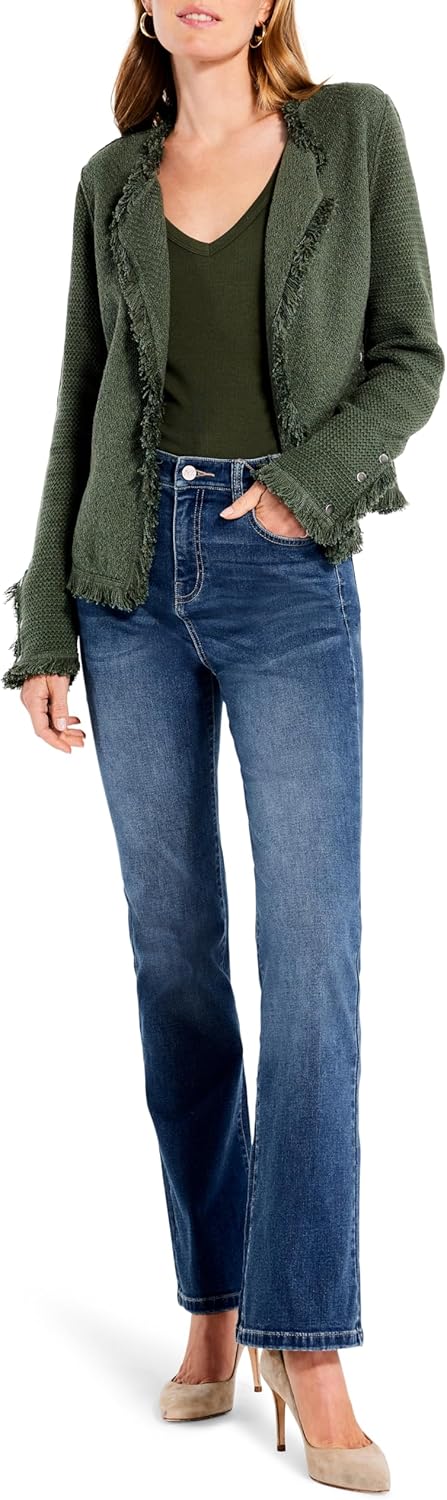 NIC+ZOE womens Fringe Mix Knit Jacket