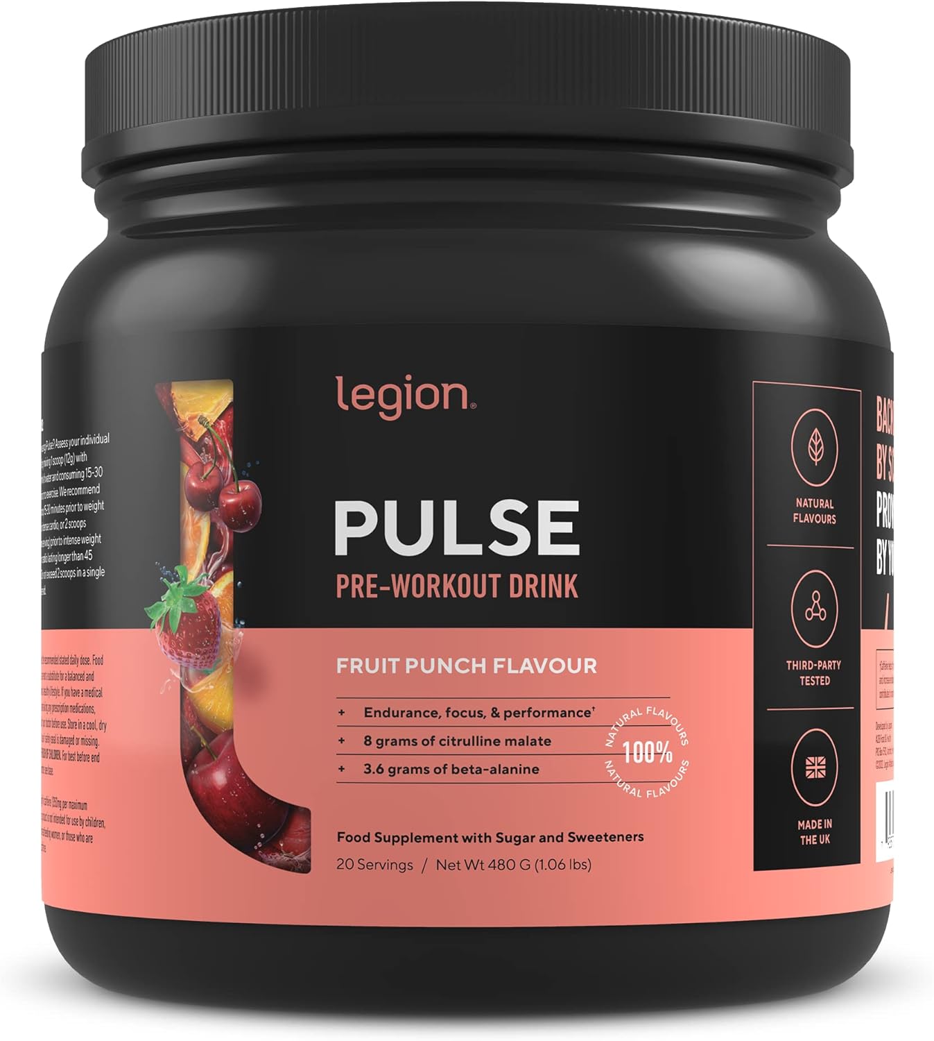 Legion Pulse Pre Workout Supplement All Natural Nitric Oxide