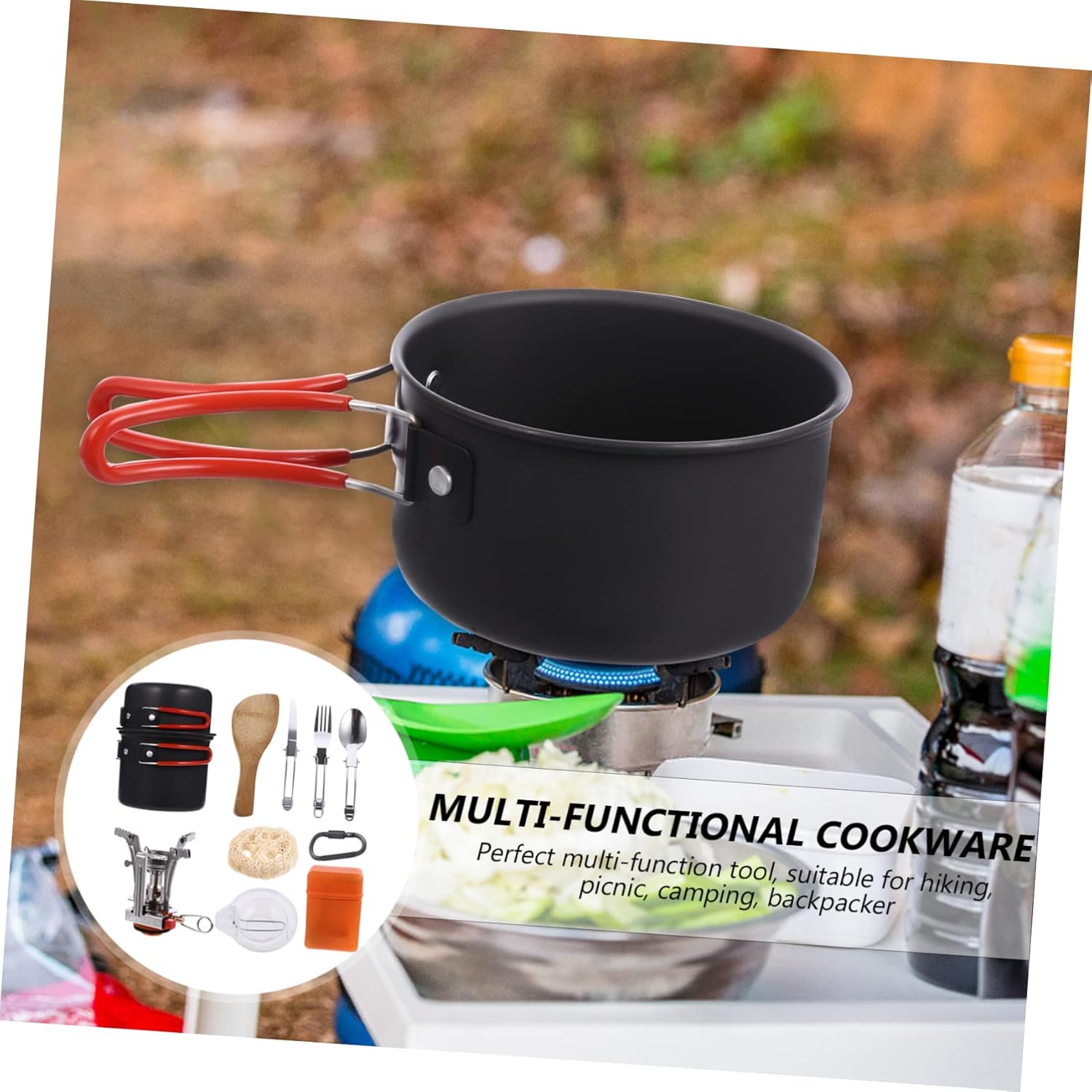 High-Temperature Resistance Portable Cooking Set Aluminum Pot Bowl Hiking Kettle Mini Tea Pot Outdoor Cooking Kit