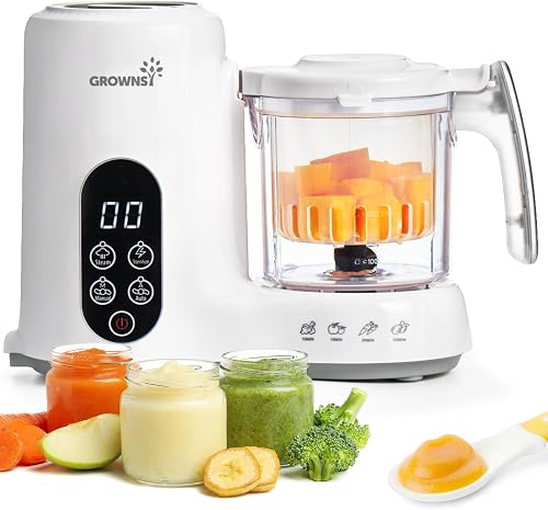 GROWNSY Baby Food Maker, Steamer & Blender Food Processor, White
