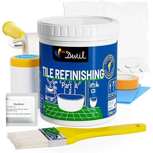 DWIL Tub Paint, Tub and Tile Refinishing Kit with Tools, White Bathtub Paint Water Based &Low Odor, Easy to Use for Sink Bathroom Shower, Semi-Gloss White, 25-30sq.ft