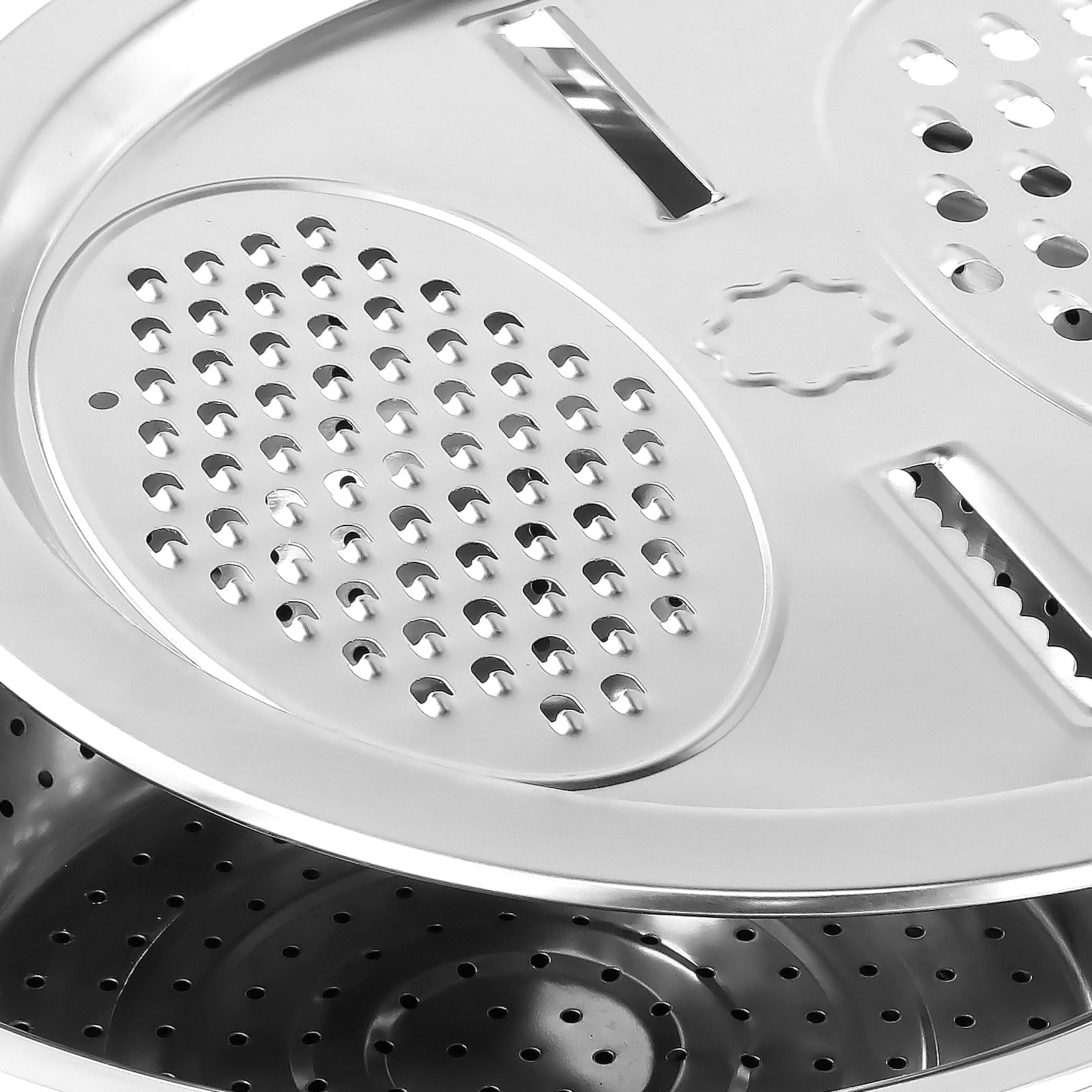 FUNSUEI Set di 3 colino per pasta in acciaio inox, ciotola con grattugia e colino, colino da cucina, colino per insalata, scolapasta in acciaio inox, ciotola per il lavaggio di verdure, frutta,