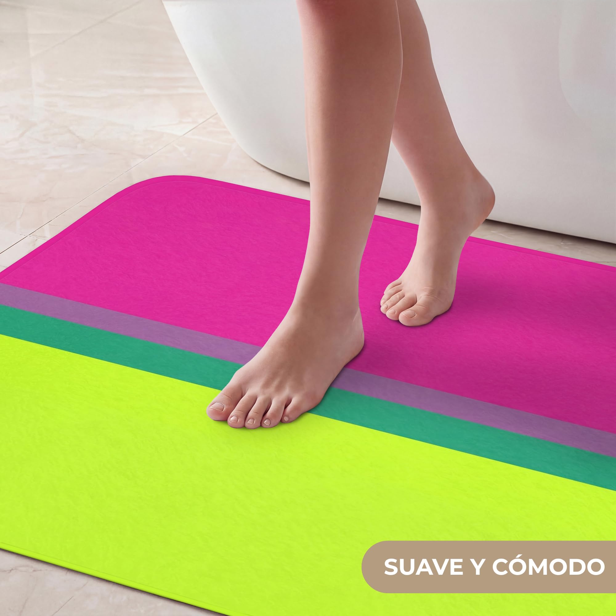 Alfombras Baño Rectangular 90x60 cm Alfombra Ducha Lavable Tapete Bath Mat Non Slip Antideslizante Bathroom Decoracion Shower Rayas - Moderno - Colorido