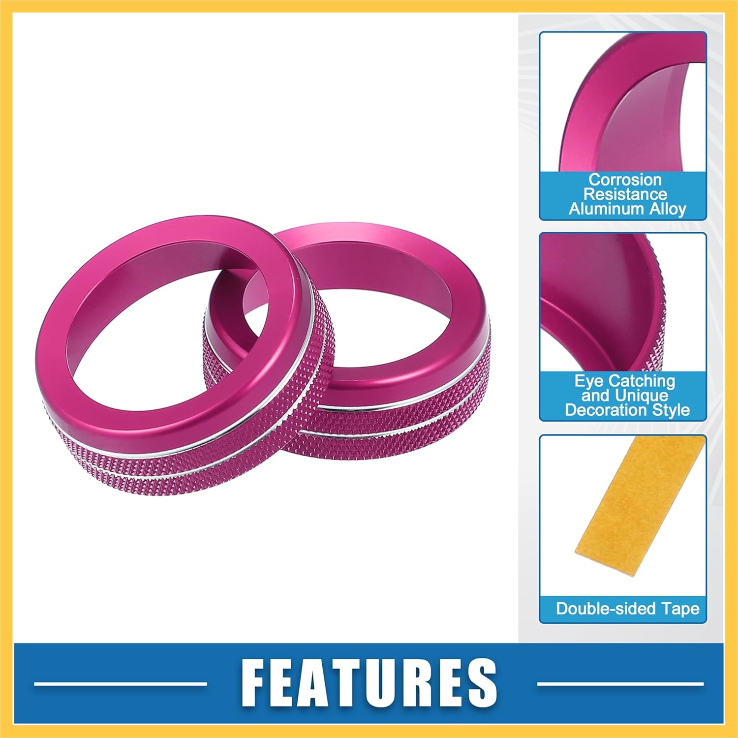 Car Air Conditioner Knobs Decals AC Radio Switch Knob Cover for Dodge Durango 2014-2020 for Jeep Cherokee Grand Cherokee 2014-2021 Pink (Set of 3) Auto Replacement Parts