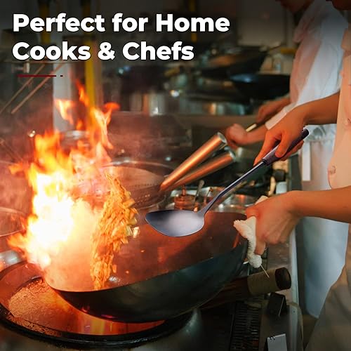 Miniatura 8 de MARTE Espátula Wok de 15 pulgadas y cucharón, juego de herramientas de cuchara espumadera  Juego de utensilios de cocina vintage de acero inoxidable