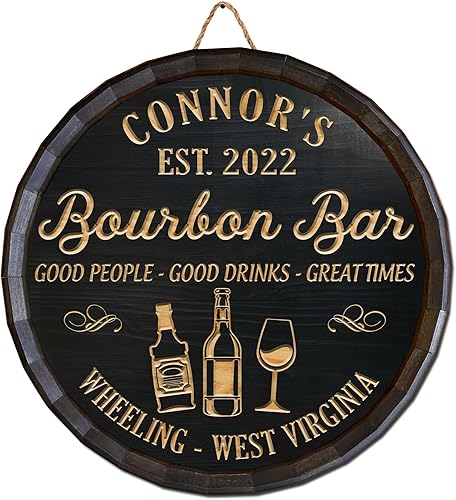 V VIBEPY Impresión en 2D, letrero de bourbon, decoración de bar, letrero de bar personalizado, letrero de bar para bar en casa, letrero de barra de
