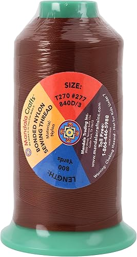 Miniatura 224 de Mandala Crafts Hilos de coser resistentes de nailon consolidado, hilo para tejer jeans de cuero, hilos de tapicería marina al aire libre, Beige