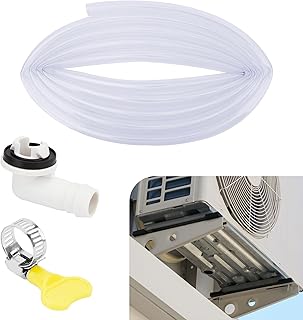 10Ft Air Conditioner Drain Hose, 3/5 inch Leakproof AC Drain Hose Kit, Replacement for Universal Mini-Split Unit, Window Air Conditioner Unit Parts, Hose Connector and Clamp