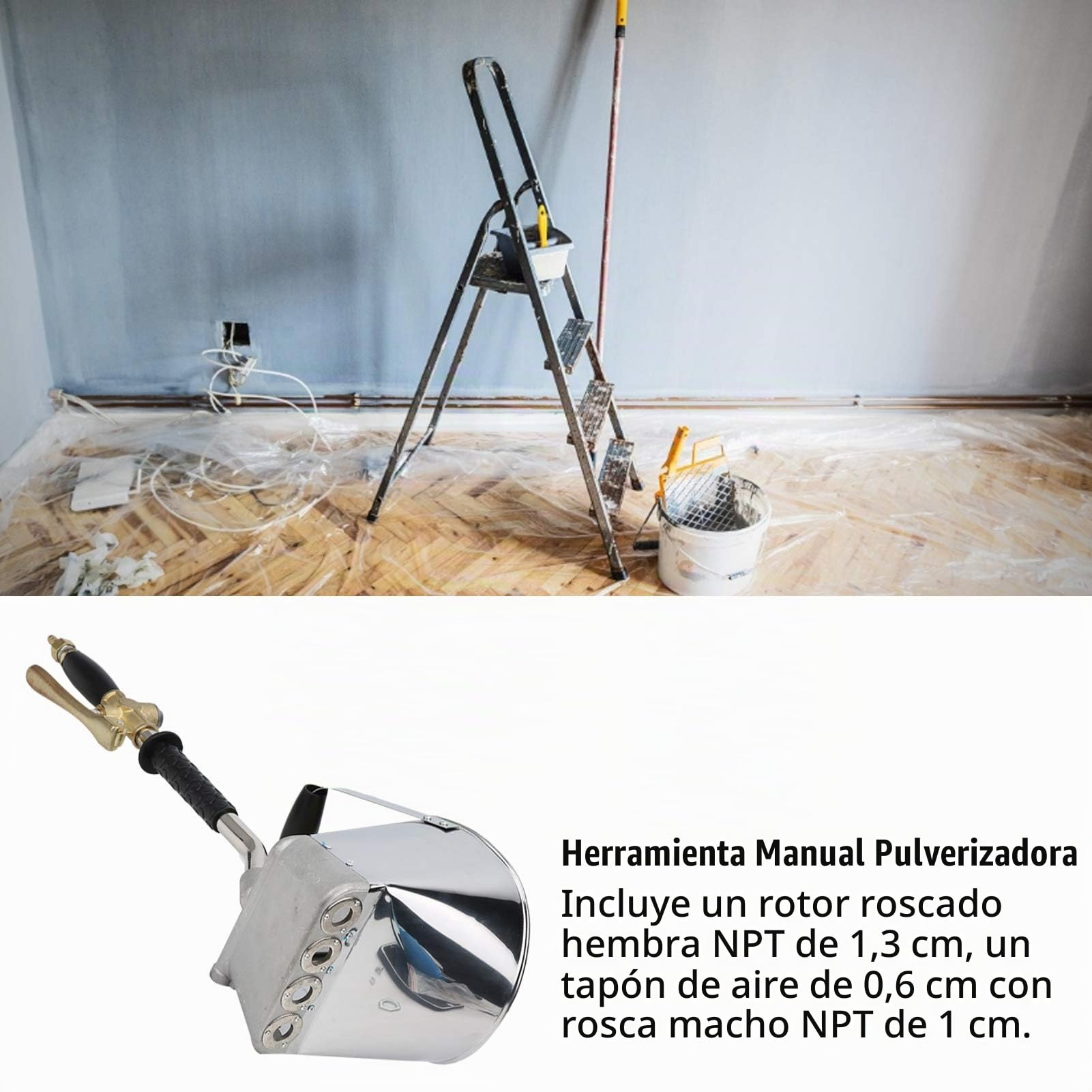 Rociador de Mortero de 4 Chorros, Multifuncional Tolva Pulverizador de Yeso de Estuco de Hormigón, Tolva de Pulverización de Mortero de Pared Pesada, Herramienta de Pared