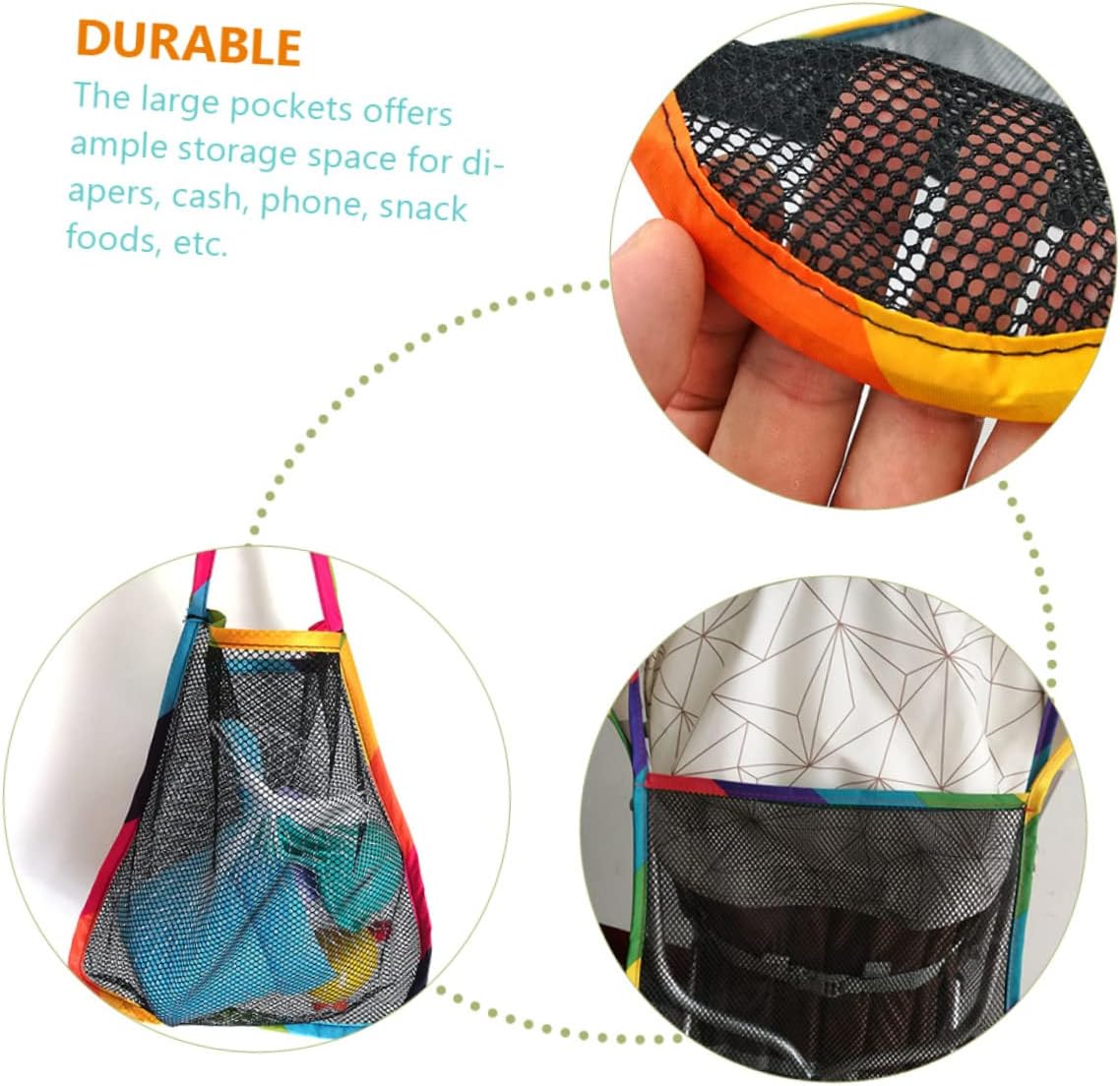 Toddmomy 18pcs Stroller Hanging Bag for Diapers and Toys Breathable Organizer Storage Pockets for Easy Access and Outdoor Use