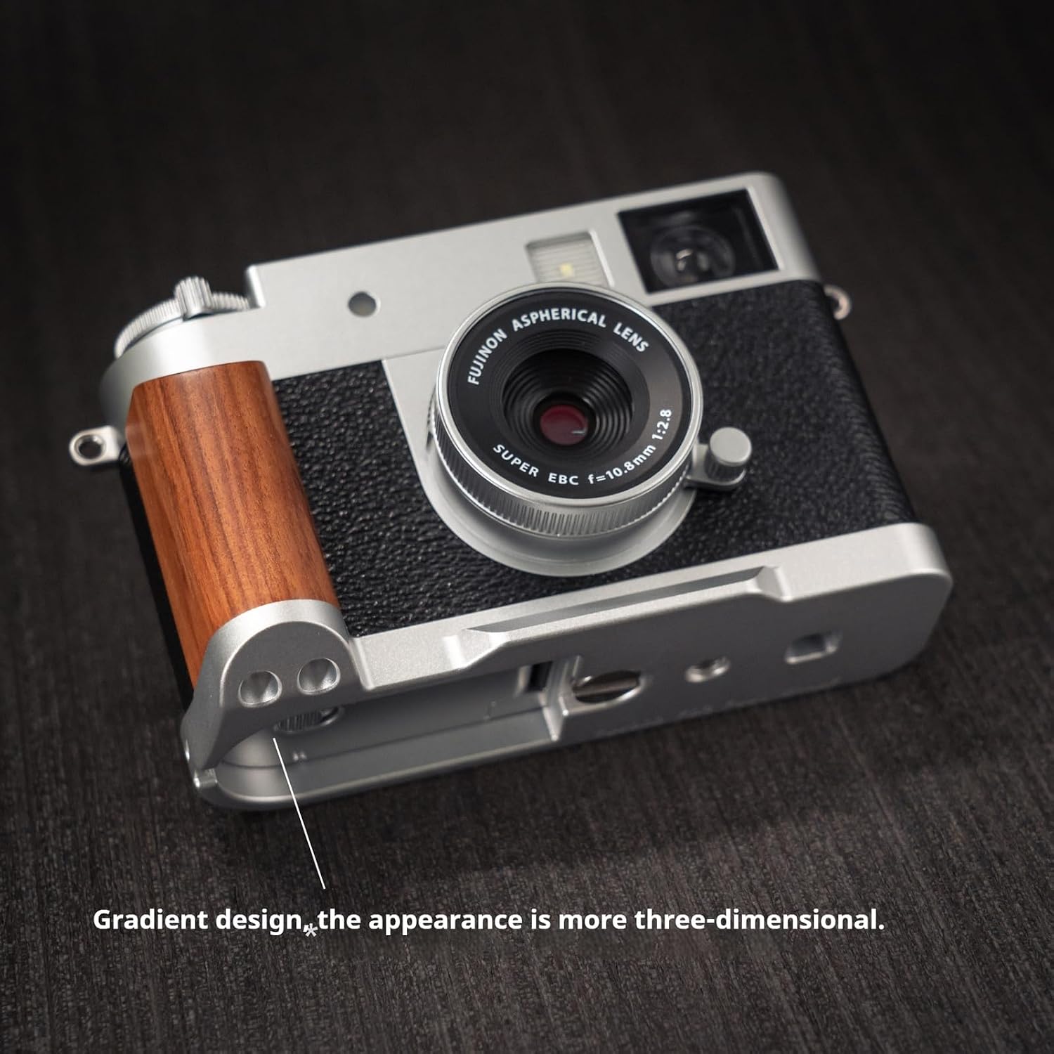 Handmade Wooden Handle Grip L Plate Alloy Base for Xhalf X-Half Camera Holder (Ebony + Black Base)