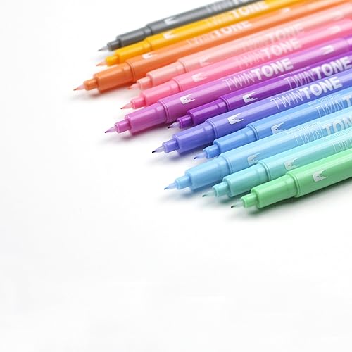 Miniatura 3 de Tombow Twintone – Juego demarcadores, pastel, paquete de 12, punta doble