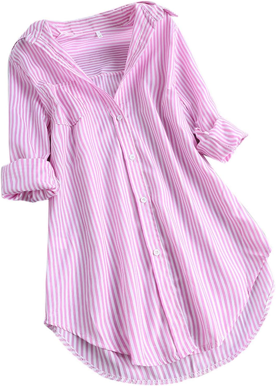 HAOLEI Striped Blouse for Women Sale Long Sleeve Button Down Shirt Lapel Casual Cotton Tops Classic Elegant Loose Cardigan Fall Winter Jacket Ladies Office Work Tee Shirts Tunic Top Plus Size 22