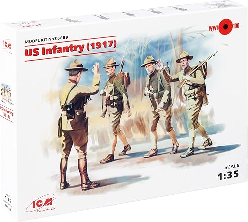 ICM 35689 Figuras militares de plástico Modelos Infantería de Estados Unidos (1917) (4 Figuras) - Escala 1:35