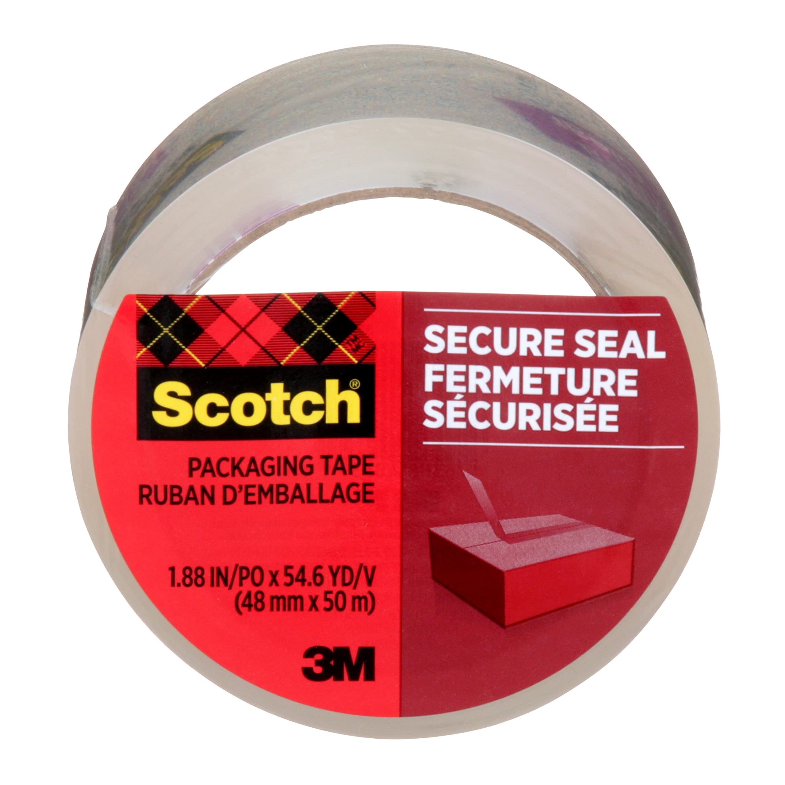 Scotch Packaging Tape, 1.88 in x 54.6 yd (48 mm x 50 m), 1 Roll, Secure Seal - 2