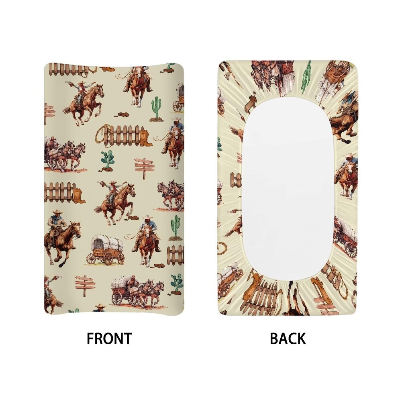 Gongbawa Western Cowboy Horse Changing Pad Covers Ultra Soft Stretchy Baby Diaper Change Table Pad Cover for Girls Boys Breathable Nursery Changing Table Sheets Cover