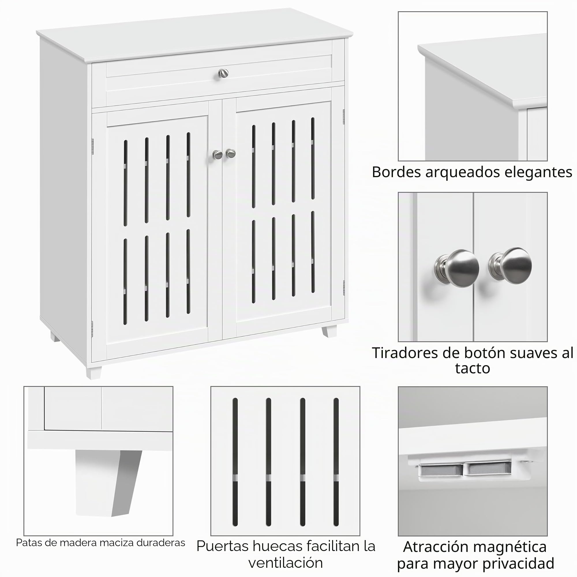 Yaheetech Mueble Zapatero con Cajón y Estantes Ajustables y Puerta de Listones Armario para Zapatos Moderno Entrada 78x37x85.5 cm Blanco (Blanco)
