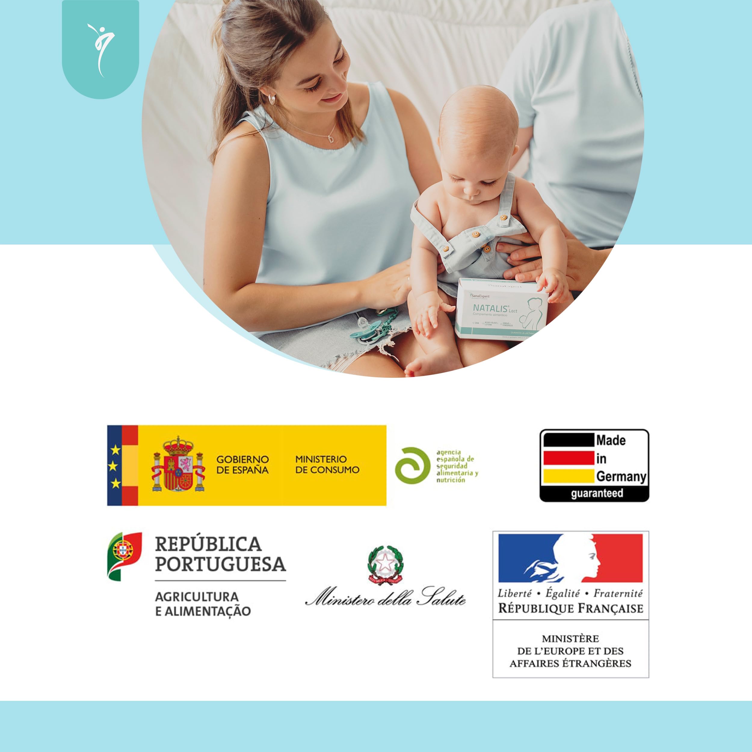 SanaExpert Natalis Lact Complément Allaitement et Post Partum, Vitamines avec Acide Folique, DHA Oméga 3, Fenouil, Fenugrec, Biotine, Vitamines D, A, B et Minéraux pour Lactation, 90 Capsules