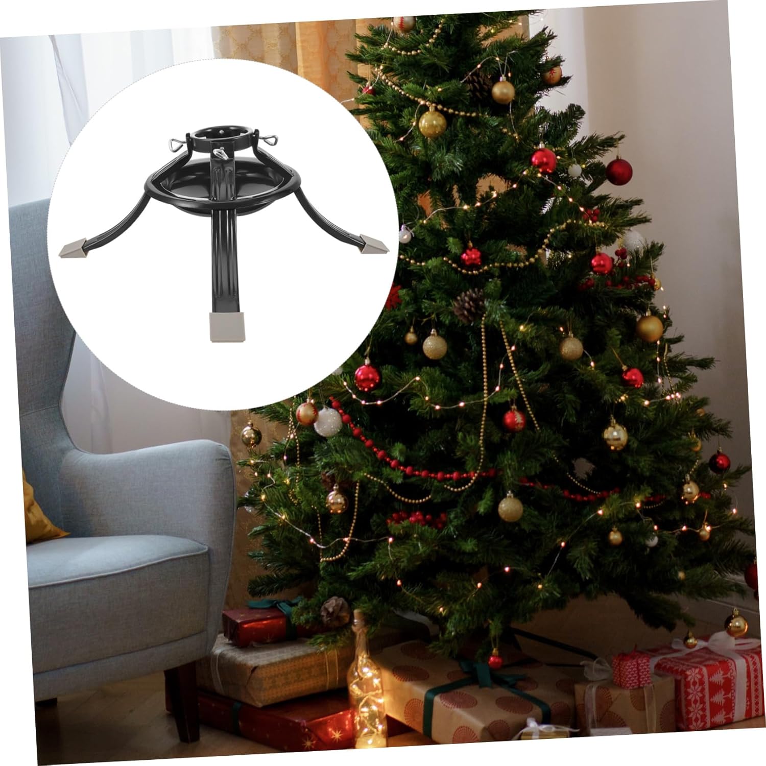 Small Tree Base Christmas Tree Bracket Metal Support for Decorative Easy to Assemble