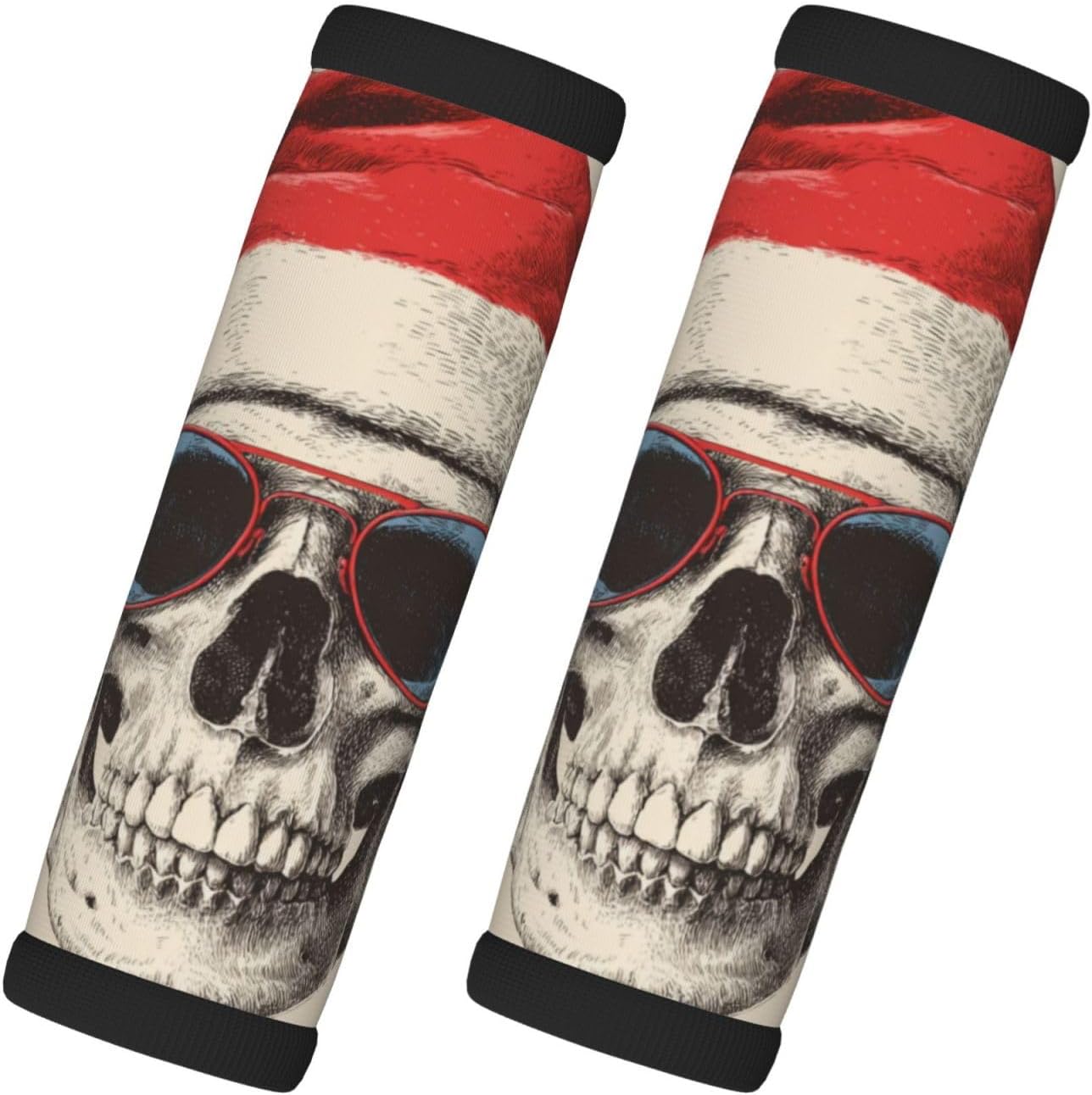 Sunglasses Skull Christmas Santa Hat Funny Luggage Handle Wrap 2 Pcs Travel Bag Wraps for Luggage Suitcase Travel Bag Trolley Case Identifiers