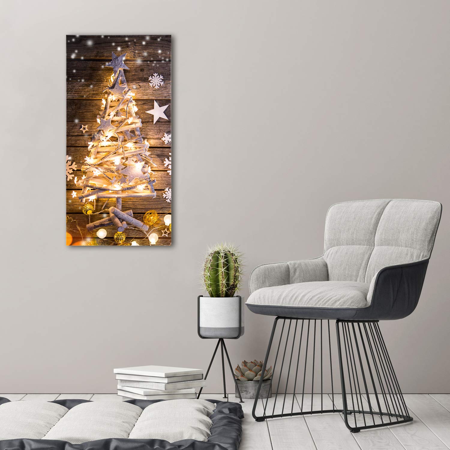 Tulup Acrylglas - Wandkunst - Bild auf Acrylglas Deko Wandbild hinter Kunststoff/Acrylglas Bild - Dekorative Wand für Küche & Wohnzimmer 50x100cm - Feier & Religion - Glänzender Weihnachtsbaum - Gelb