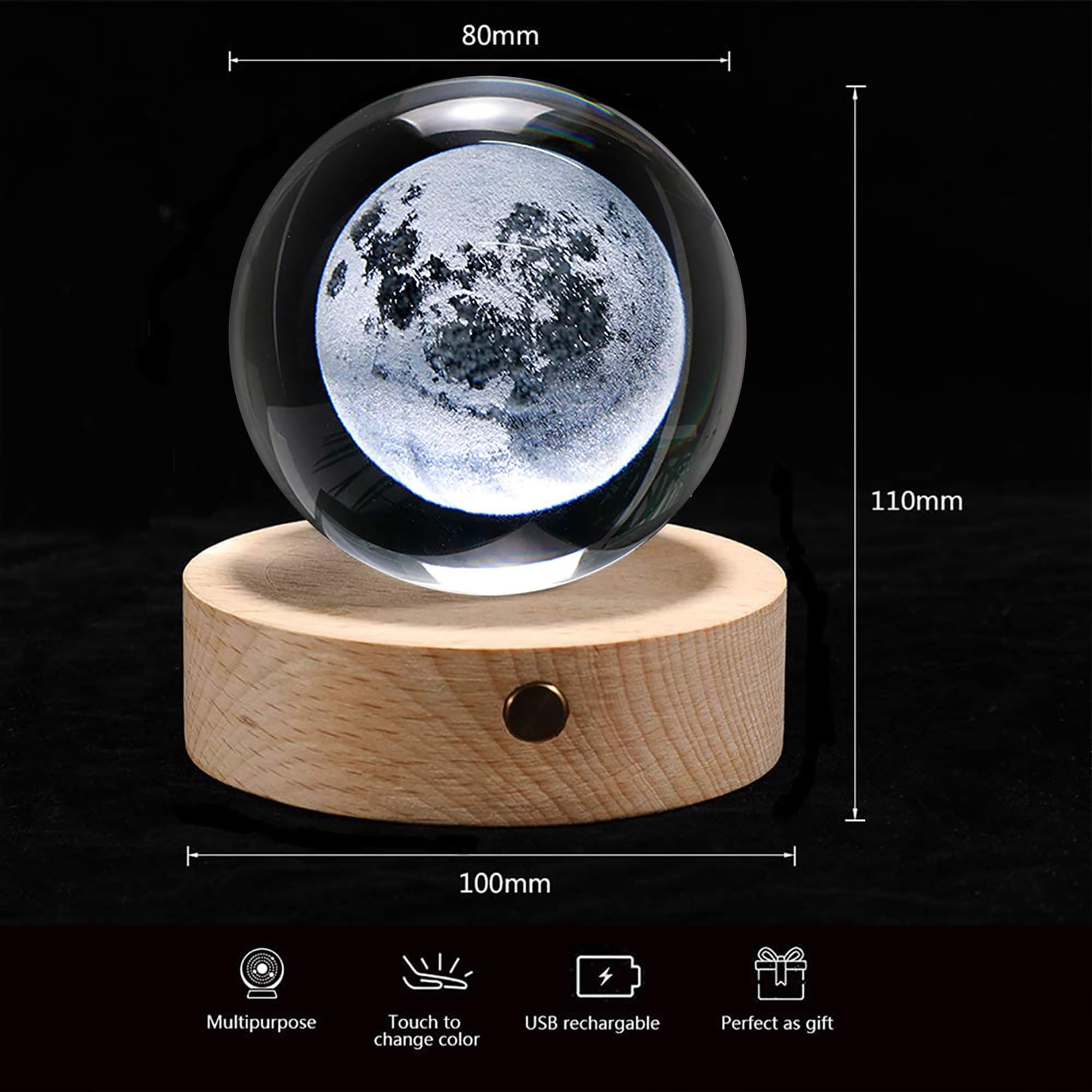 Amazon.com: Moon Crystal Ball Stand(3.15inch), 3D Crystal Ball