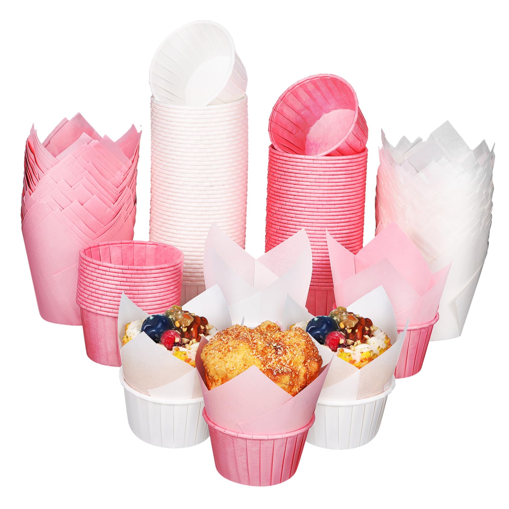 Moldes de Papel para Muffins 200 Piezas de Papel de Hornear | Uso Desechable, Superficie Lisa y Resistente a Altas Temperaturas, para Fiestas y Cumpleaños