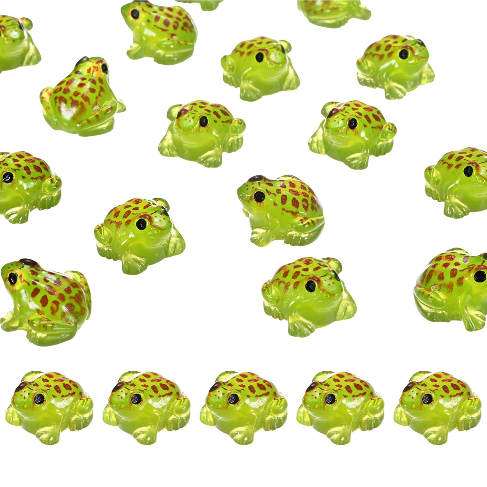 M METERXITY 20-Pack Luminous Mini Resin Frogs, Glow in the Dark Tiny Frog for Terrarium/Micro Landscaping/Dollhouse, Decorative Miniature Animal Figurine to Place [Green]