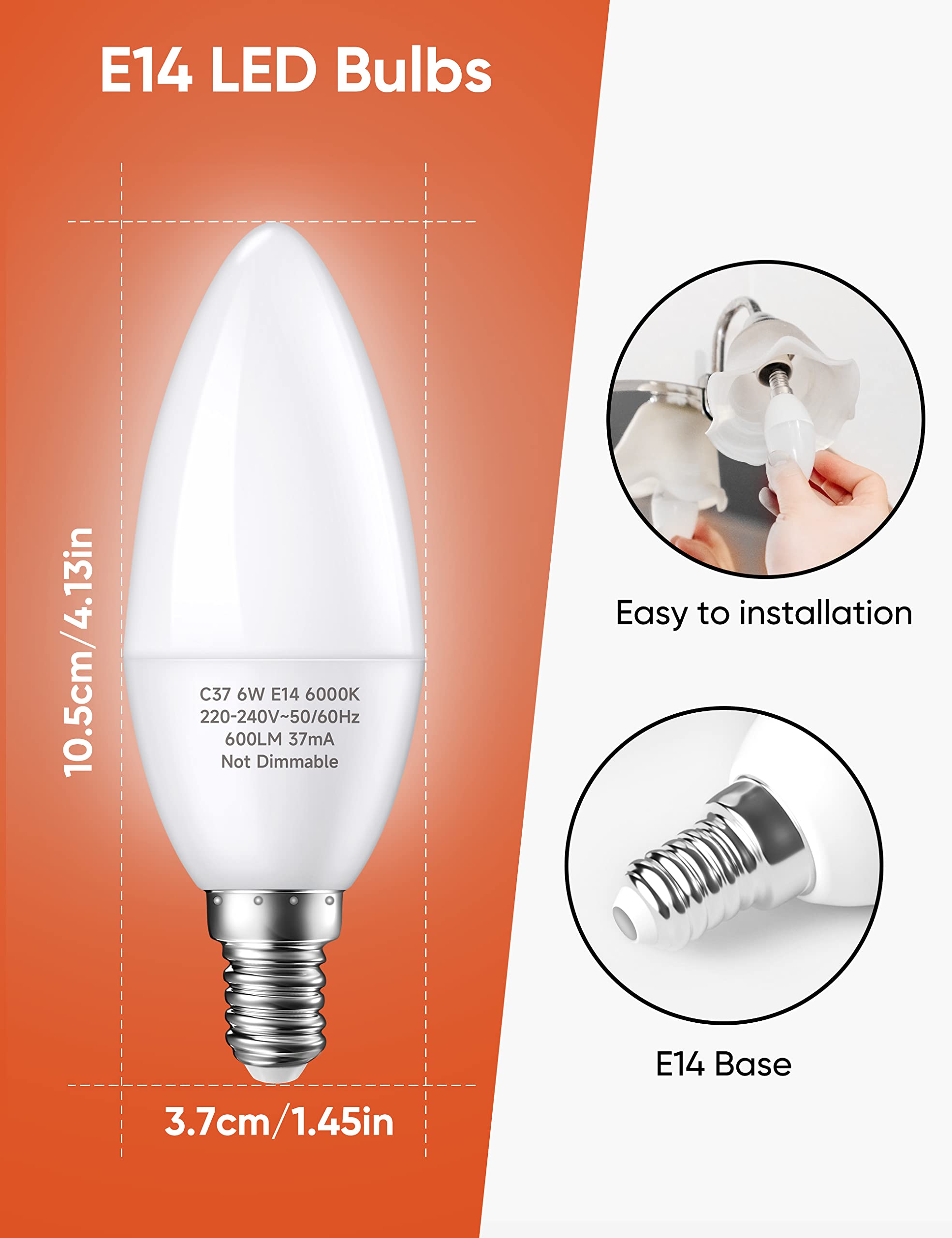 MENTA Lampadine LED E14 10W – Bianco Freddo 6000K – 800lm – Equivalente 80W Alogena – Pacco Da 10 – Non Dimmerabile