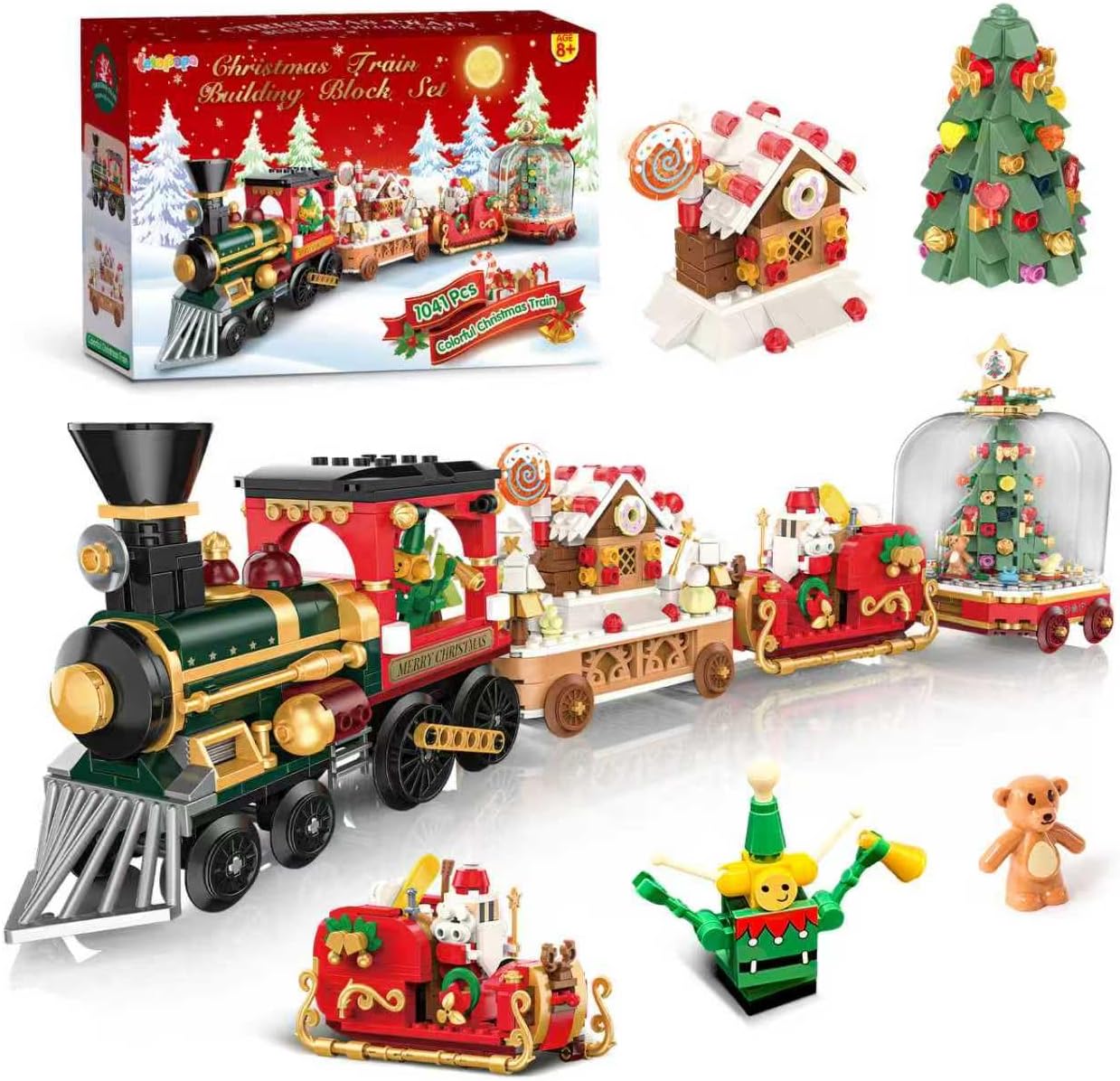 Christmas Train Building Blocks Set, Trian Model Building Toy Collectible Holiday Block Sets for Boys & Girls, Home Decor for Adult Boys Girls Kids Aged 8+(1041 PCS)