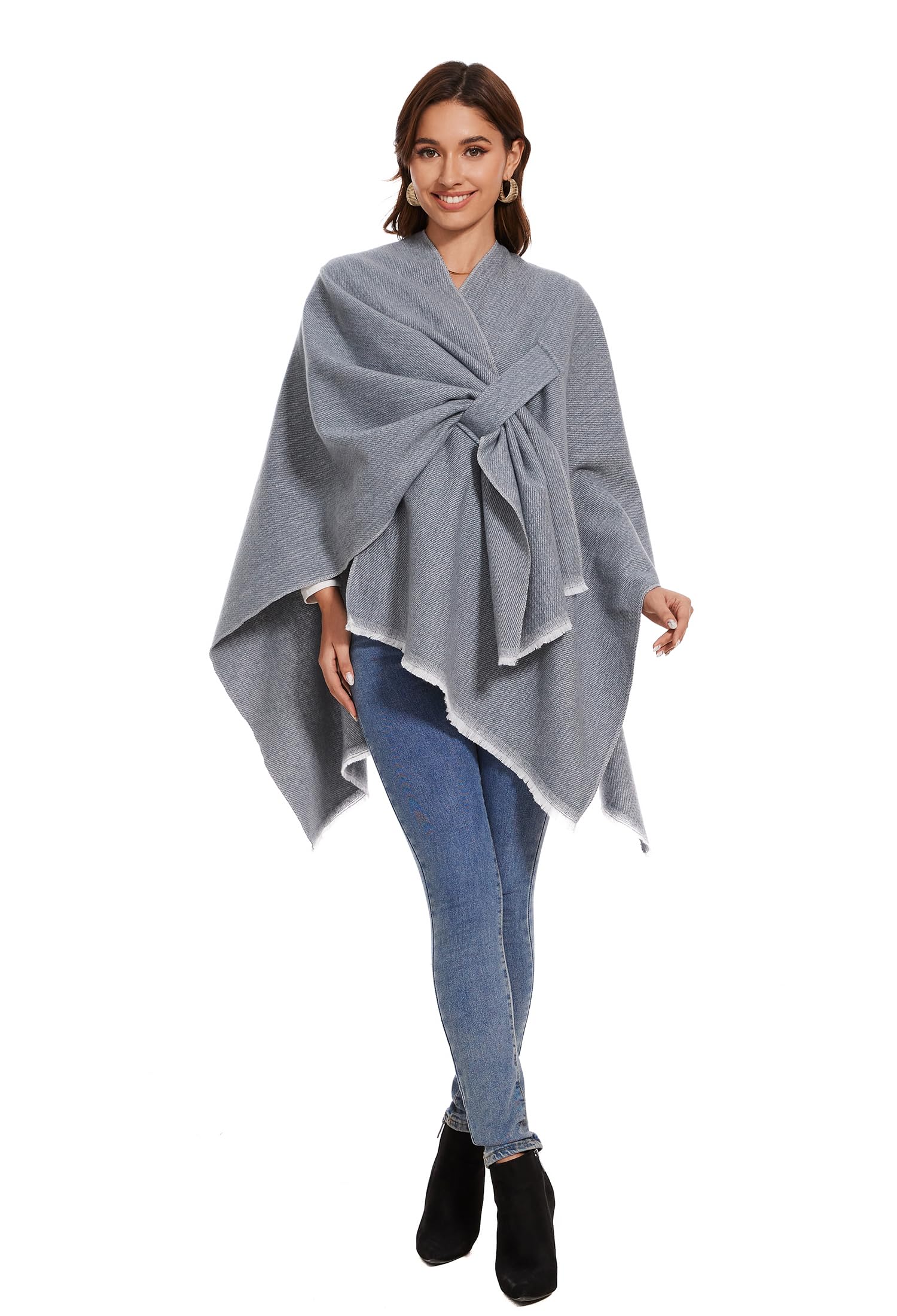 colornival Elegante Mantella da Donna con Fronte Aperto Poncho Morbido, Adatto per Primavera, Autunno e Inverno