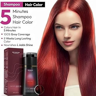 Polar 3-in-1 Instant Hair Dye Shampoo - Long-Lasting Anti-Grey Color for Women (Red)