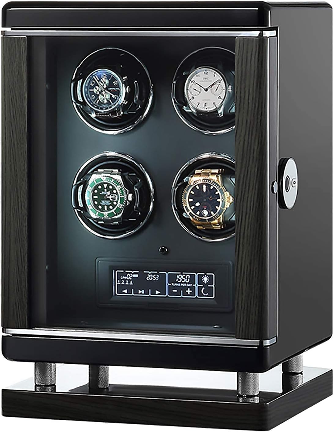 CGCSYZ Luxury Smart Watch Winder for Automatic Mechanical Watches with Fingerprint Unlock, 4 Slots, Silent Rotation & 6 Modes