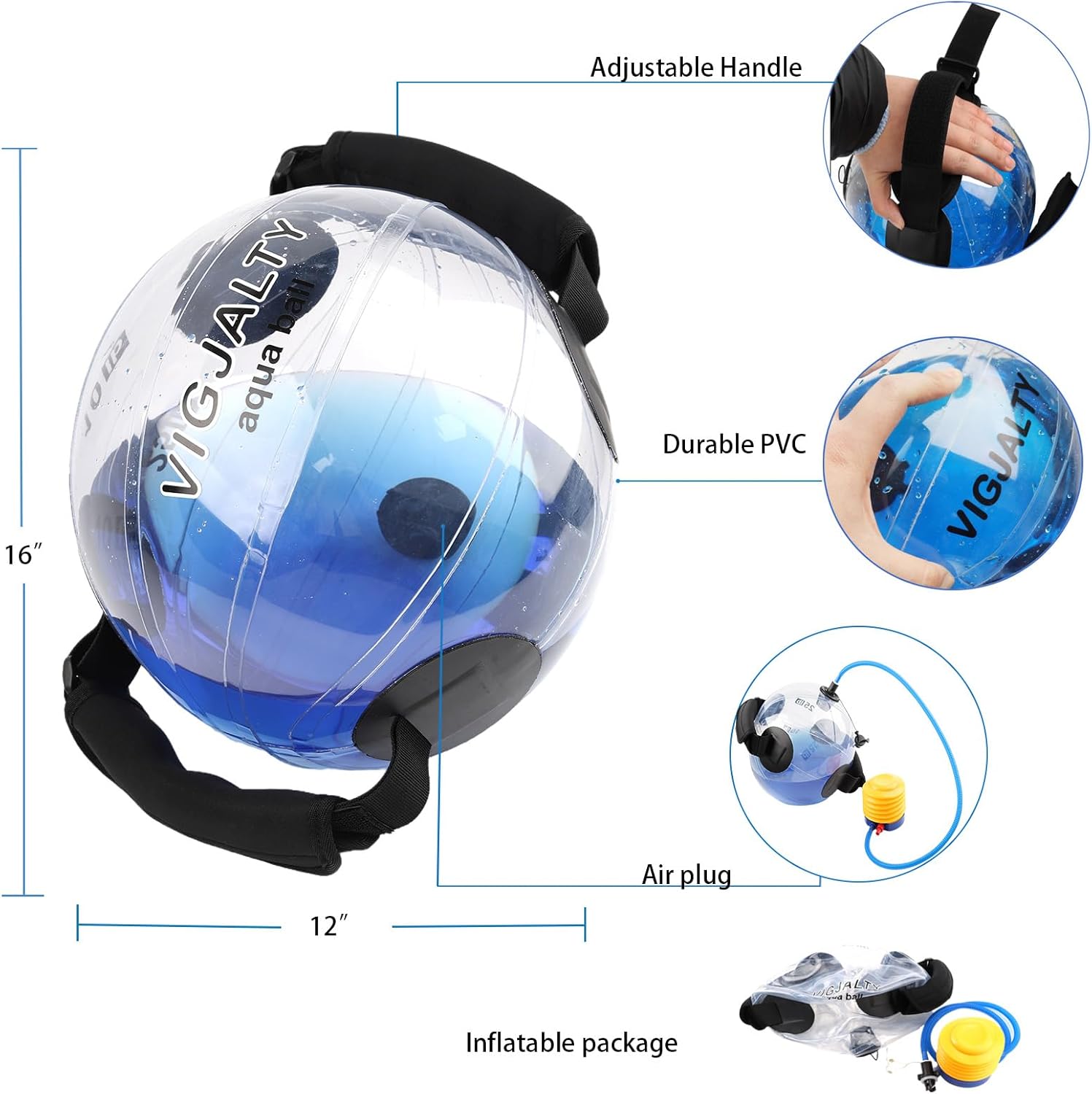 Small & Large Aqua Ball Bundle | Unpredictable Resistance for Engaging Stabilizer Muscles | Portable Workout Equipment for Home, Travel, Athletes & Beginners