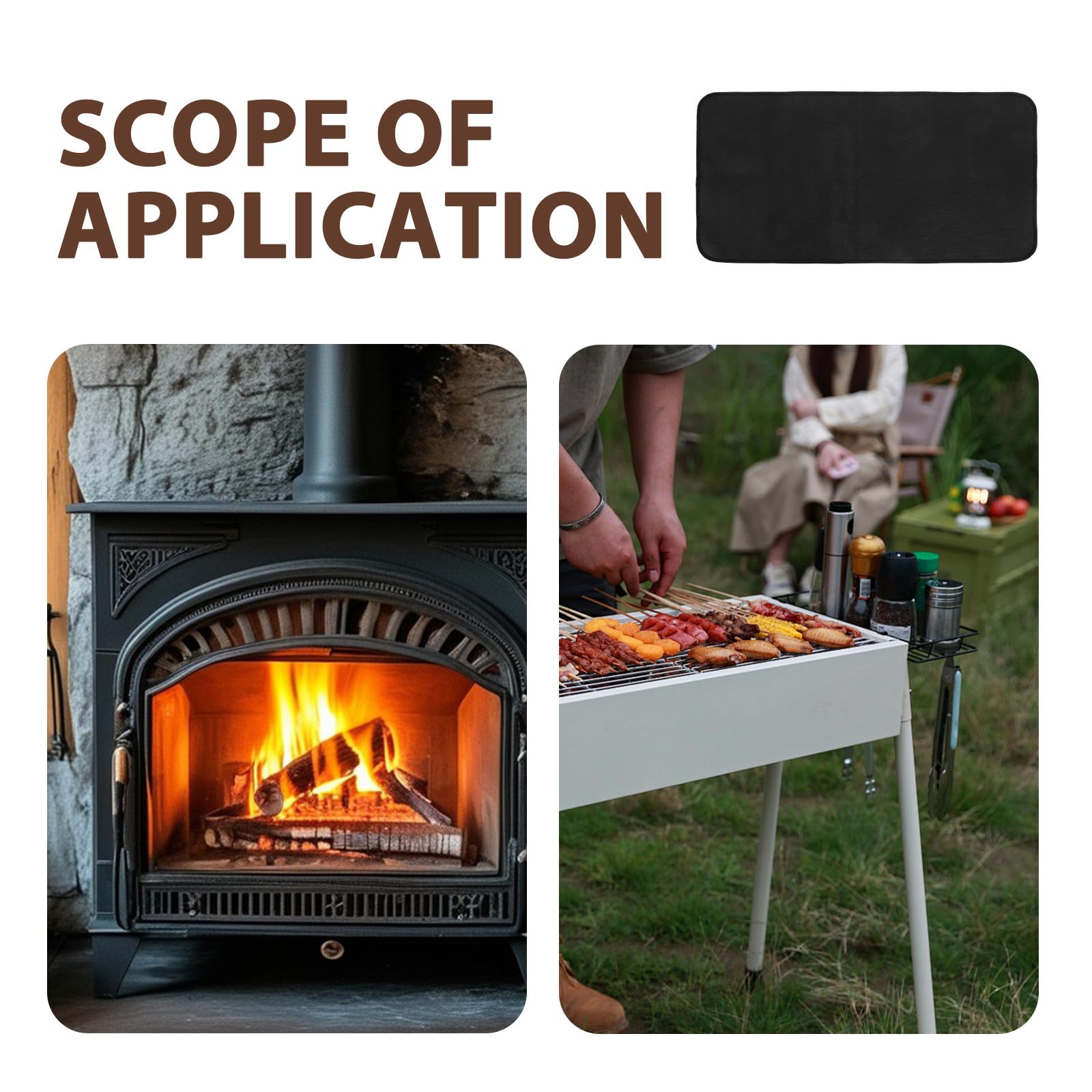 Feuerfeste Grillmatte Hitzebeständige Bodenschutzmatte für Outdoor Grill Terrasse und Kamin mit Großflächigem Schutz und Rasenpflege
