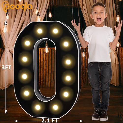 Miniatura 5 de Pooqla Letras iluminadas de marquesina negra de 3 pies, letras de marquesina con luz LED grandes para decoración de fiestas, letras grandes de
