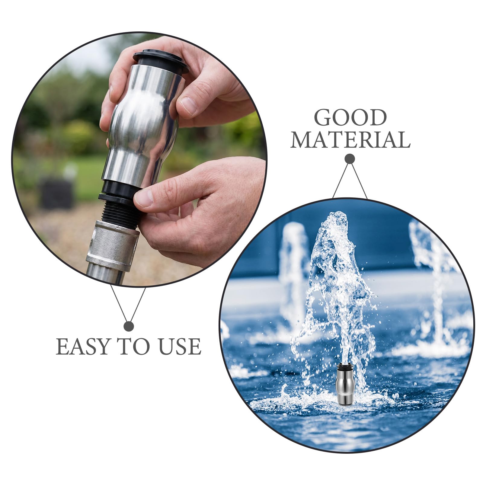 Toddmomy Boquilla para fuente de 2 piezas: Boquilla de chorro de espuma de 1" con rosca macho DN25 - de bomba de agua de acero inoxidable para estanque de jardín, rocalla, fuente de agua y