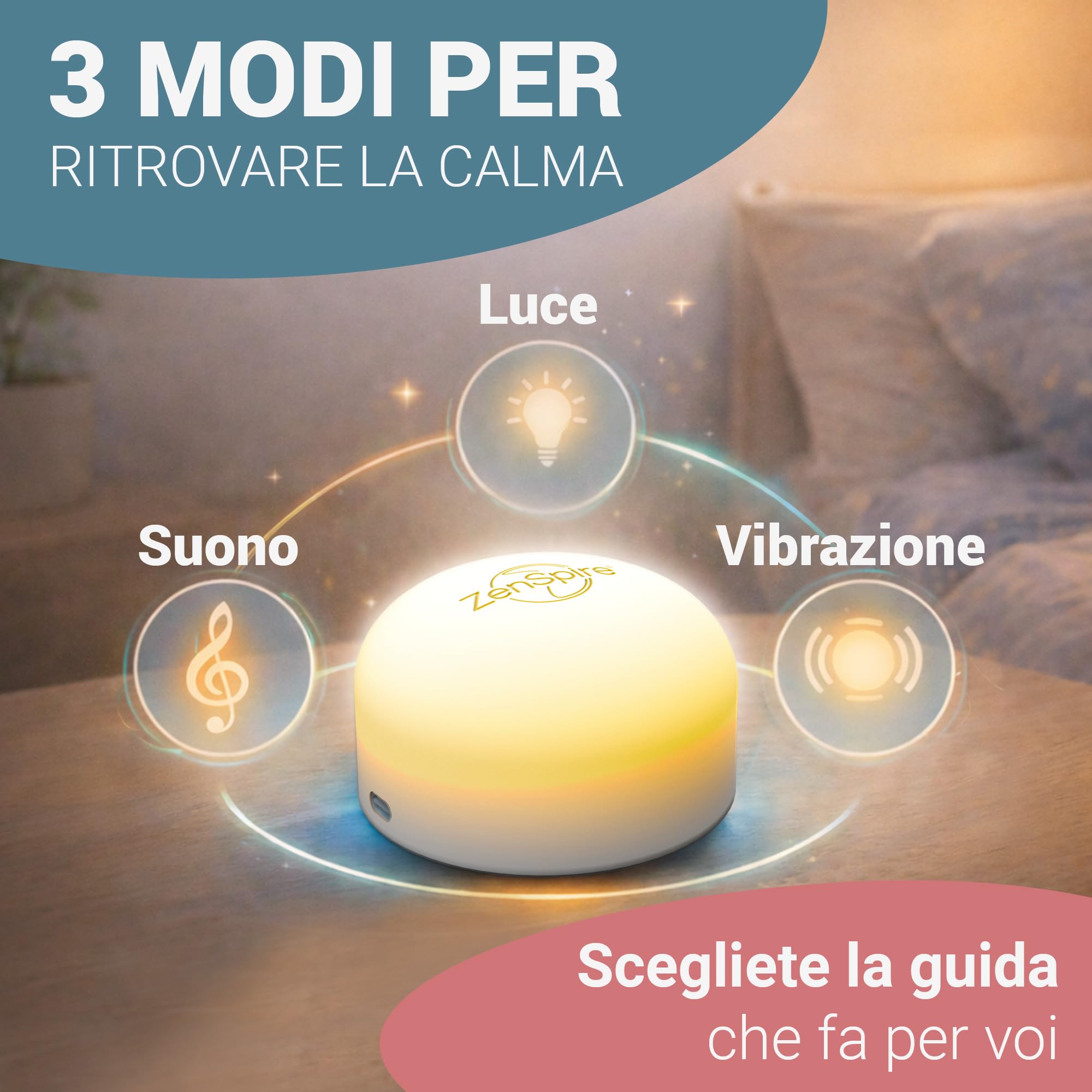 Zenspire+ Dispositivo Anti-Stress per Sonno e Relax | Coerenza Cardiaca e Meditazione | Aiuto Naturale contro Ansia e Stress | Luce Zen, Suono Bianco e Vibrazione (Pack 2)