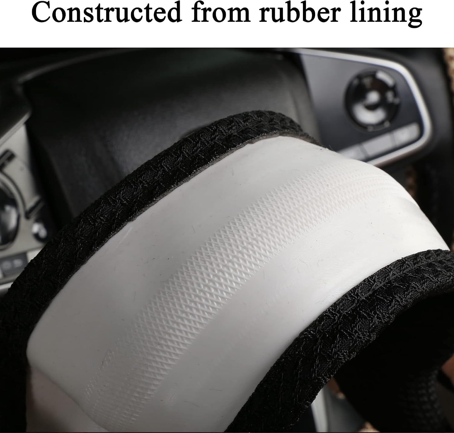 KIWEN Steering Wheel Cover Universal 15 inch, Microfiber Breathable Ice Silk, Warm in Winter and Cool in Summer, car Accessories,Black
