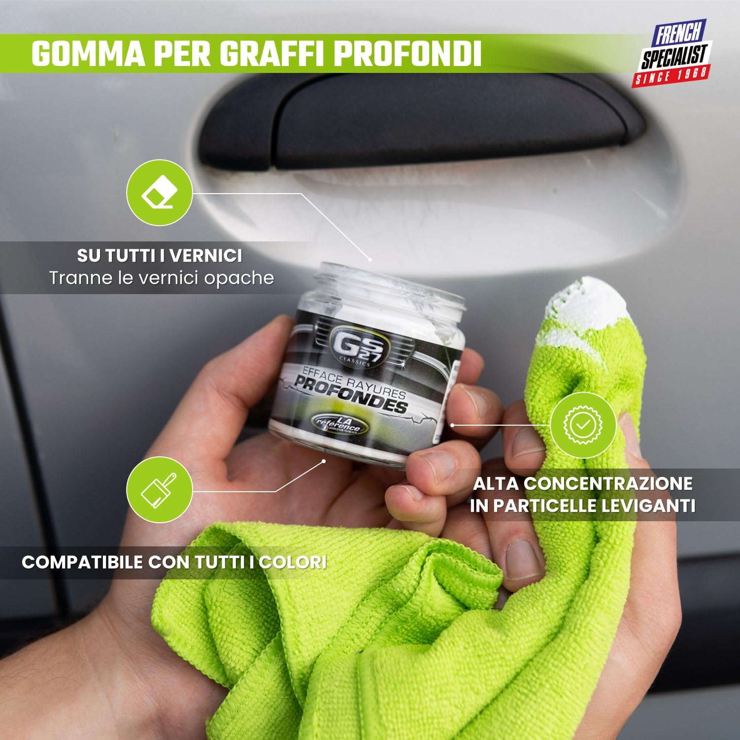 GS27 - Removedor de Arañazos Profundos - 100 ml Elimina los arañazos profundos del coche - Fácil aplicación - Para arañazos con incisiones grandes
