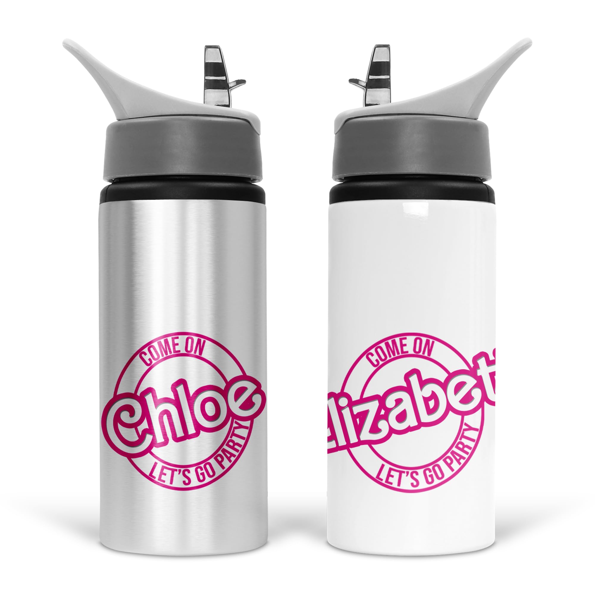 Print Maniacs Girls Pink Personalised Doll 600Ml Water Bottle With Straw For And Women Lets Go Party Chelsea Merchandise Princess Dream Collection Theme Bride Lip Stick Birthday Diamonds