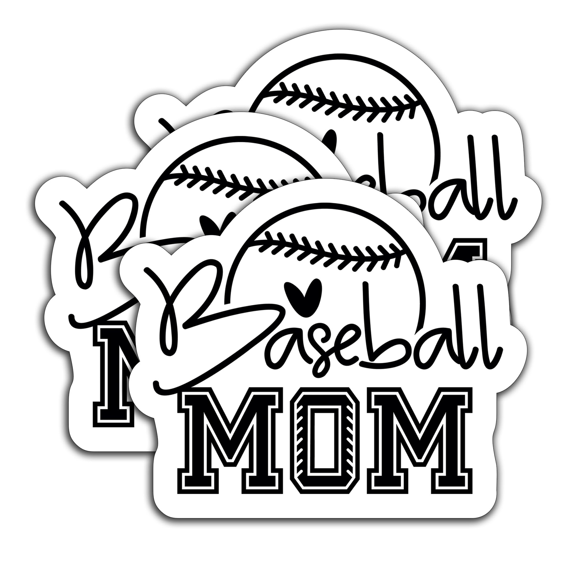 (3Pcs) Baseball Mom Stickers Sport Mom Vinyl Decals Decorate Water Bottle Scrapbook Laptop Tumblers, Gifts for Mama Moms Baseball Lovers 3" x 2.5 "