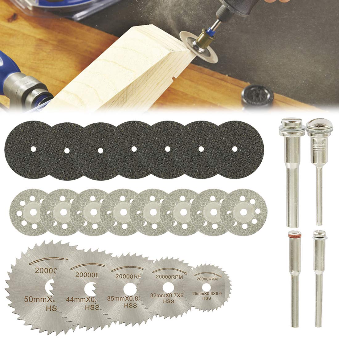 DIY Crafts Pack of 132 Pcs Kit, Multi,Combo Kit, HSS Blade Circular Saw Blade Set Resin Cut-Off Wheels Diamond Cutting Discs Rotary Tool Accessories (Pack of 132 Pcs Kit, Multi,Combo Kit) (B0868CQWHJ) Amazon Price History, Amazon Price Tracker