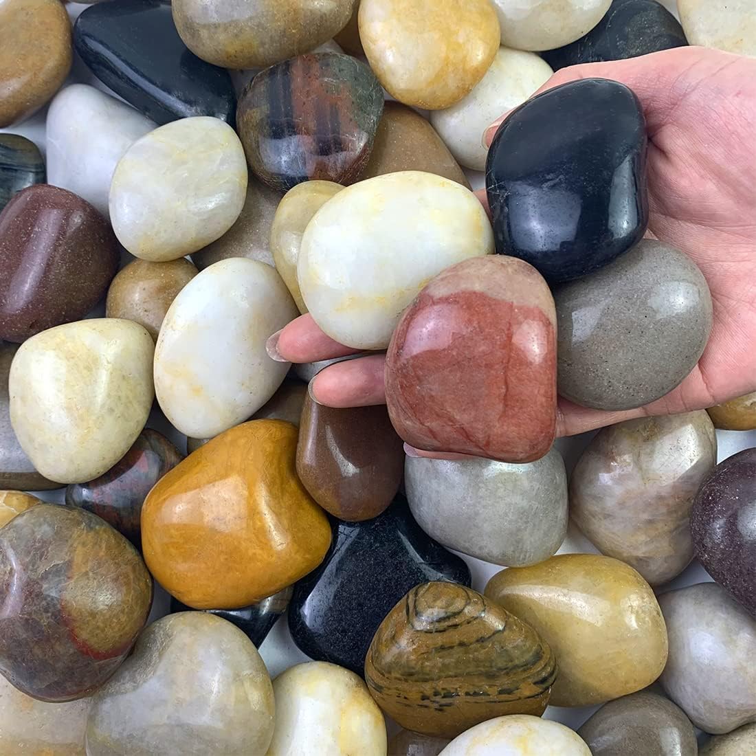 Piedras Decorativas Naturales/pulidas Guijarros para jardín 3-5 cm 2000g jardín/Acuarios/Decoración de Plantas/Macetas/Centros de mesas