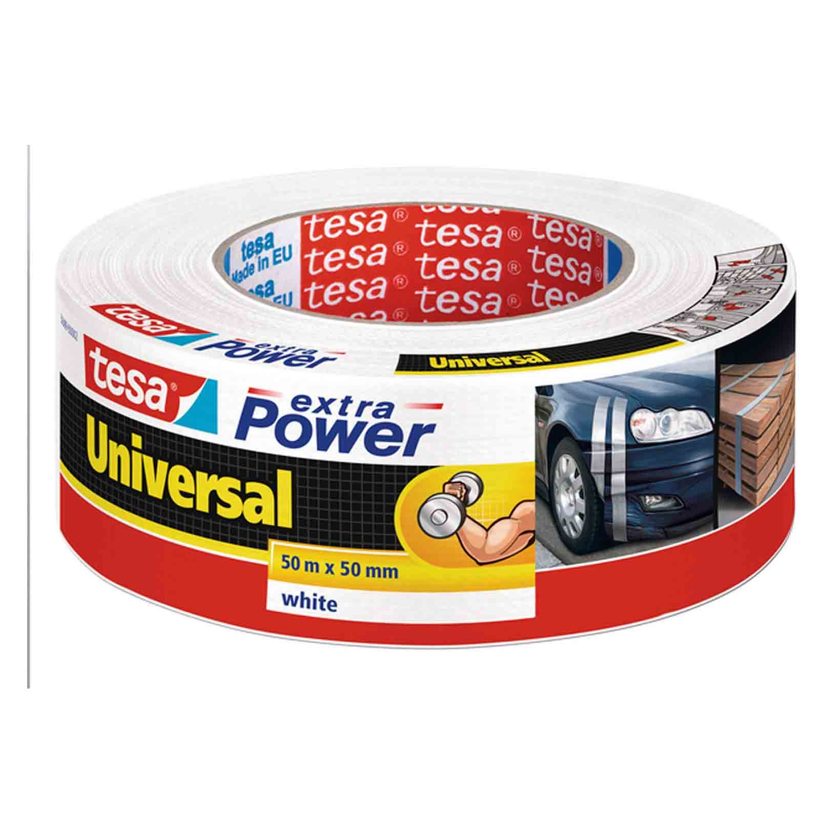 Cinta Adhesiva de Potencia Universal para la reparación de la Cinta de la/56389 en Colour Blanco y Negro y Plata para la selección de, Blanco, 50 Meter Lang 50mm breit