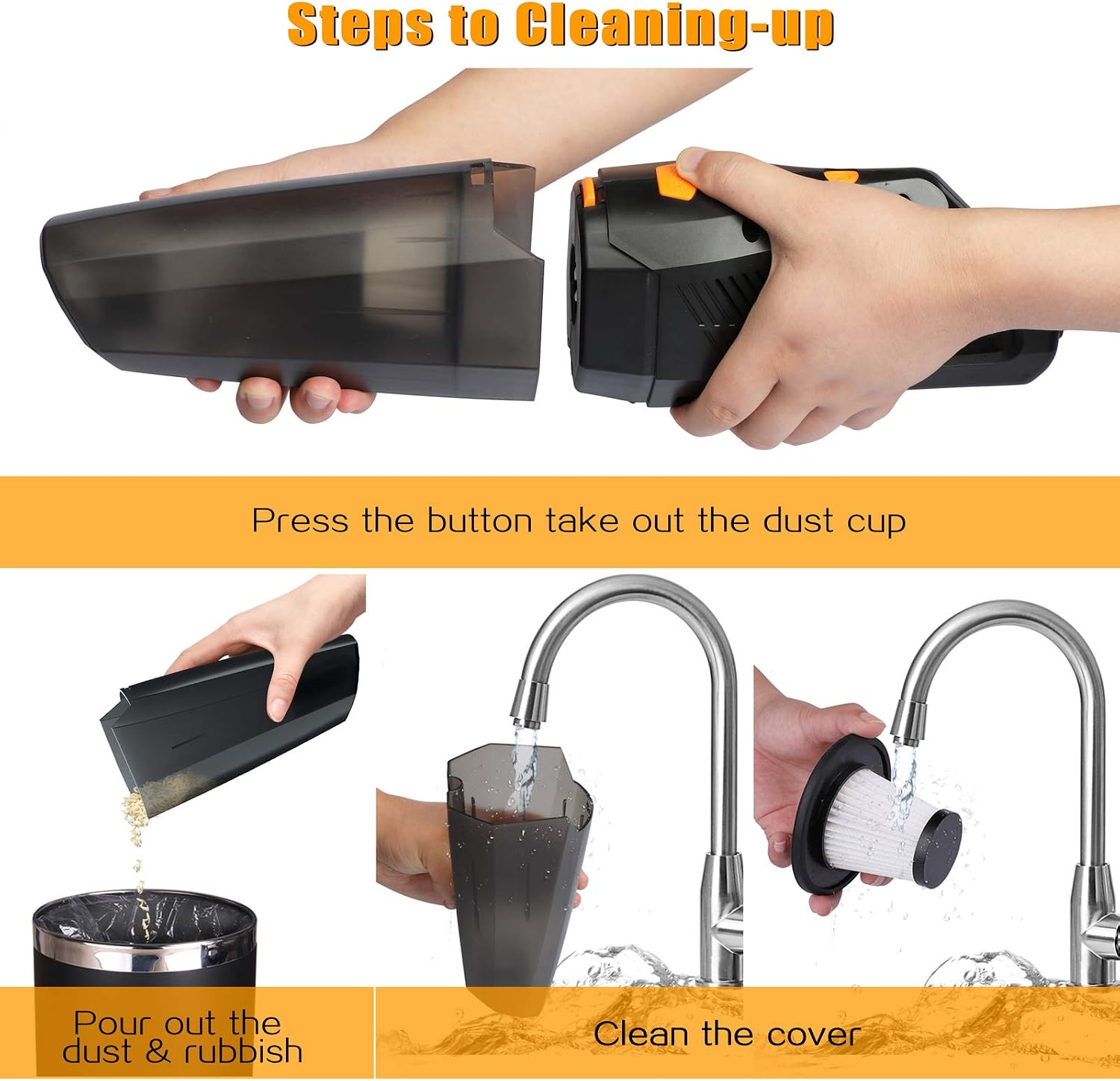 Car Vacuum,DC 12V 120W High Power Portable Handheld Auto Vacuum Cleaner for Car with LED Light,Wet & Dry Use,Quick Cleaning,16.4ft Power Cord